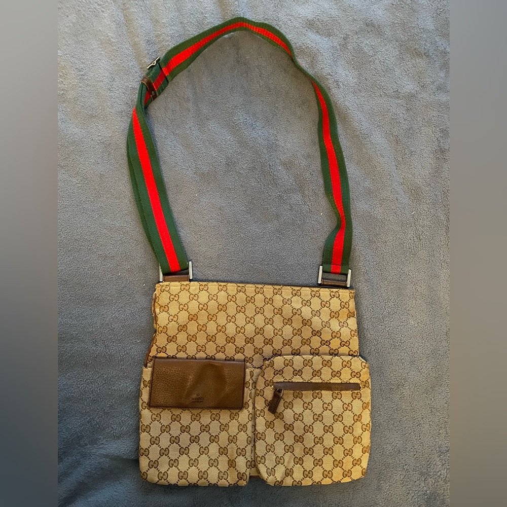 Gucci Beige and Brown GG Pattern Messenger Bag
